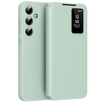 Husa portofel Samsung Galaxy A56 Smart Clear View cu slot pentru card - Verde deschis
