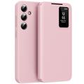 Husă Flip Samsung Galaxy A56 Smart Clear View cu slot pentru card - Roz