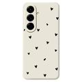Samsung Galaxy A57 Husă subțire din TPU cu model cu inimă - Bej / negru