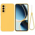 Husă din silicon lichid Samsung Galaxy A57 cu curea de mana - Galben