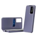 Husa portofel Samsung Galaxy A57 Smart Clear View cu slot pentru card - Gri Violet