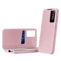 Husă Flip Samsung Galaxy A57 Smart Clear View cu slot pentru card - Roz