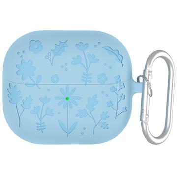 Samsung Galaxy Buds3/Buds3 Pro Carcasă din silicon lichid cu model floral și carabină