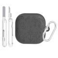 Husă din silicon cu gravură florală pentru Samsung Galaxy Buds4/Buds4 Pro, cu creioane de curățare - Gri închis