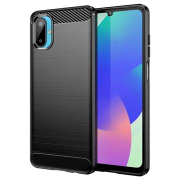 Husă TPU Brushed Samsung Galaxy M06/F06 5G - Fibră de Carbon - negru