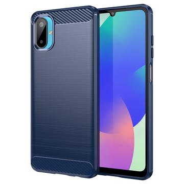 Husă TPU Brushed Samsung Galaxy M16 - Fibră de Carbon - albastru