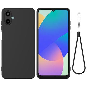 Husă din silicon lichid Samsung Galaxy M06/F06 5G cu curea de mana - negru