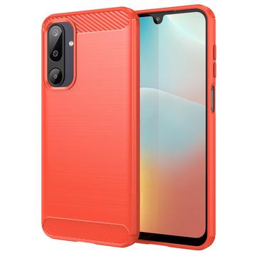Husă TPU Brushed Samsung Galaxy M16 - Fibră de Carbon - Roșu