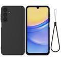 Husă din silicon lichid Samsung Galaxy M16/F16 cu curea de mana - negru