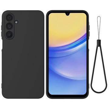 Husă din silicon lichid Samsung Galaxy M16/F16 cu curea de mana - negru