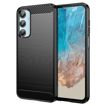 Husă TPU Brushed Samsung Galaxy M35 - Fibră de Carbon - Negru