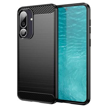 Husă TPU Brushed Samsung Galaxy M56/F56 - Fibră de Carbon - Negru