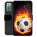 Husă Portofel Premium - Samsung Galaxy Note20 - Fotbal în Flăcări