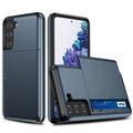 Husă Hibridă Samsung Galaxy S21 5G cu Slot Glisant pentru Card - Albastru Închis