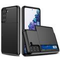 Husă Hibridă Samsung Galaxy S21 FE 5G cu Slot Glisant pentru Card - Neagră