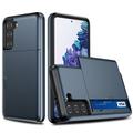 Husă Hibridă Samsung Galaxy S21 FE 5G cu Slot Glisant pentru Card - Albastru Închis