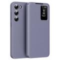 Husa portofel Samsung Galaxy S22 5G Smart Clear View cu slot pentru card - Gri Violet