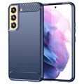 Husă TPU Periată Samsung Galaxy S23 5G - Fibră De Carbon - Albastru