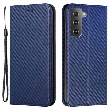 Husă Portofel Samsung Galaxy S23 5G - Fibra De Carbon - Albastru