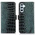 Husă Piele Portofel cu RFID Samsung Galaxy S23 FE - Crocodile - Verde