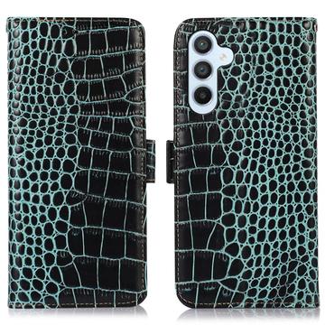 Husă Piele Portofel cu RFID Samsung Galaxy S23 FE - Crocodile - Verde