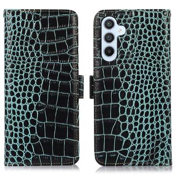 Husă Piele Portofel cu RFID Samsung Galaxy S23 FE - Crocodile - Verde