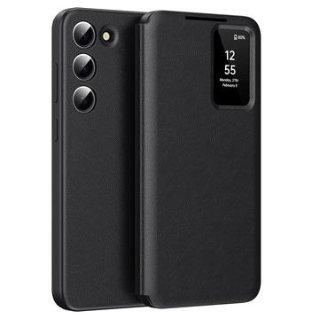 Husă Flip Samsung Galaxy S23 Smart Clear View cu slot pentru card - Negru