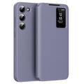 Husa portofel Samsung Galaxy S23 Smart Clear View cu slot pentru card - Gri Violet