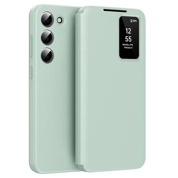 Husa portofel Samsung Galaxy S23 Smart Clear View cu slot pentru card - Verde deschis