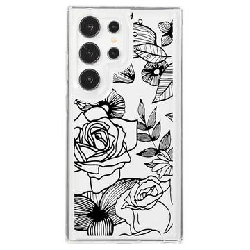 Husă TPU Fashion Samsung Galaxy S23 Ultra - Contur trandafir