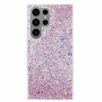 Husă TPU Samsung Galaxy S23 Ultra - Glitter Flakes - Roz