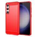 Husă TPU Brushed Samsung Galaxy S24 - Fibră de Carbon - Roșu