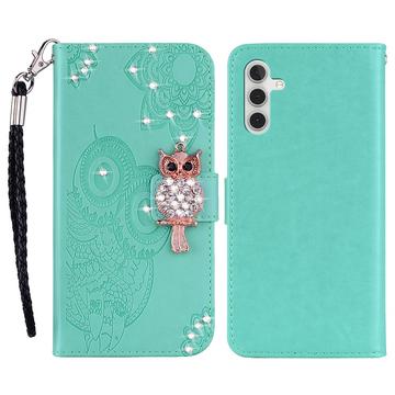 Samsung Galaxy S24 FE Husa portofel cu strasuri bufniță
