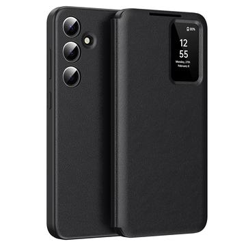Husă Flip cu slot pentru card Samsung Galaxy S24 FE Smart Clear View - Negru