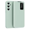 Husa portofel cu slot pentru card Samsung Galaxy S24 FE Smart Clear View - Verde deschis