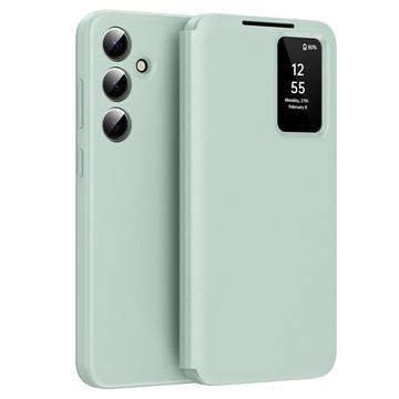 Husa portofel cu slot pentru card Samsung Galaxy S24 FE Smart Clear View - Verde deschis