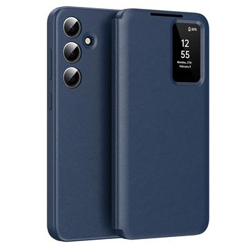 Husă Flip cu slot pentru card Samsung Galaxy S24 FE Smart Clear View - Safir