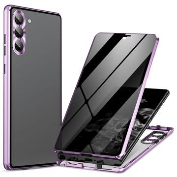 Husă Magnetică Sticlă Temperată Samsung Galaxy S24 - Confidențialitate - Violet Deschis