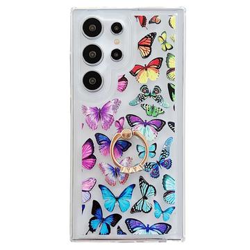 Samsung Galaxy S24 Ultra Husă Butterfly TPU cu suport pentru inel