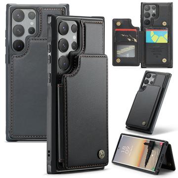 Husă cu portofel pentru carduri cu protecție RFID Samsung Galaxy S24 Ultra - Caseme C22 - Negru