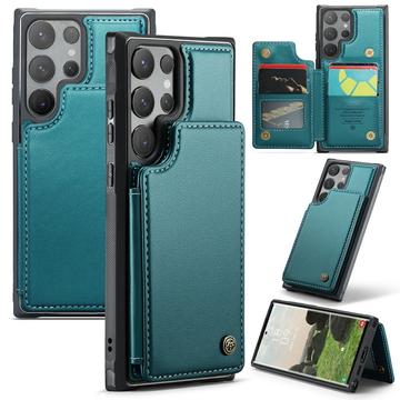 Husă cu portofel pentru carduri cu protecție RFID Samsung Galaxy S24 Ultra - Caseme C22 - Verde