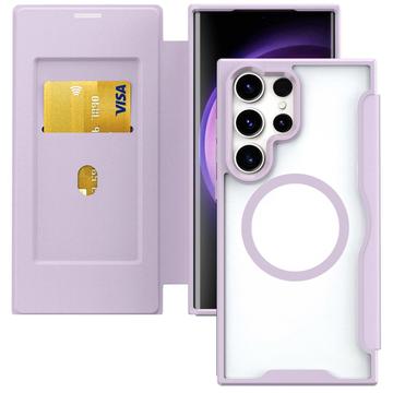 Samsung Galaxy S24 Ultra Flip Case cu slot pentru carduri - Compatibil MagSafe - Violet
