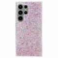 Husă TPU Samsung Galaxy S24 Ultra - Glitter Flakes - Roz