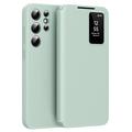 Husa portofel Samsung Galaxy S24 Ultra Smart Clear View cu slot pentru card - Verde deschis