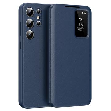 Samsung Galaxy S24 Ultra Smart Clear View Husă Flip cu slot pentru card - Safir