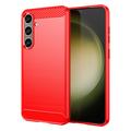 Husă TPU Brushed Samsung Galaxy S24 Plus - Fibră de Carbon - Roșu