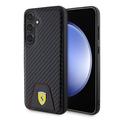 Husă Samsung Galaxy S24+ Ferrari Carbon Stitched Bottom - Negru