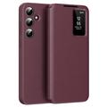 Samsung Galaxy S24+ Smart Clear View Husă Flip cu slot pentru card - Roșu vin