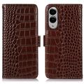 Husă Piele Portofel cu RFID Samsung Galaxy S25 Edge - Crocodile - Maro