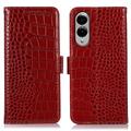 Husă Piele Portofel cu RFID Samsung Galaxy S25 Edge - Crocodile